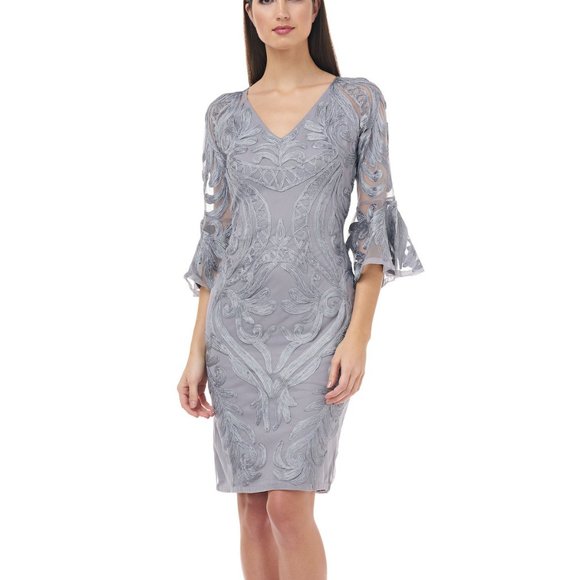 JS Collections Dresses & Skirts - NWT JS Collections Soutache Illusion Sleeve Dress smokey gray size 2